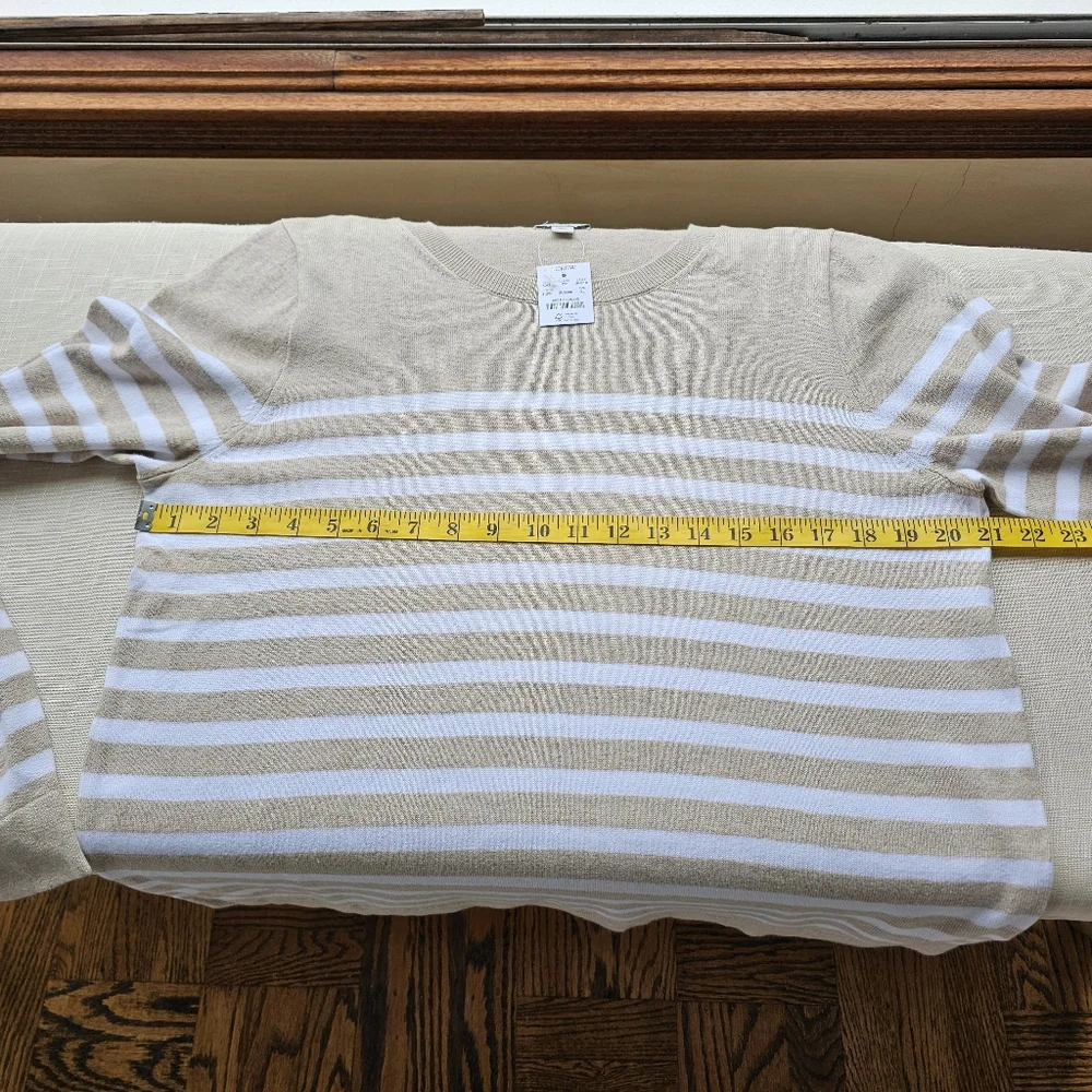 New! J. Crew Sz XL Striped Heather Tan Cotton Teddie Sweater Top NWT BH718
